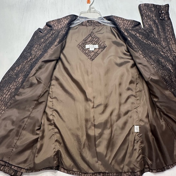 ERIN by Erin London Blazer Jacket PM Metallic Bronze Croc Textured Petite Medium - Picture 6 of 10